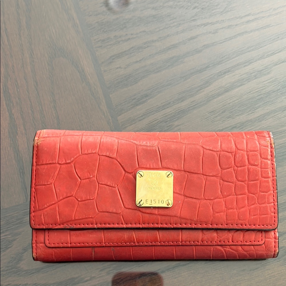 MCM Red Crocodile Embossed Women's Wallet